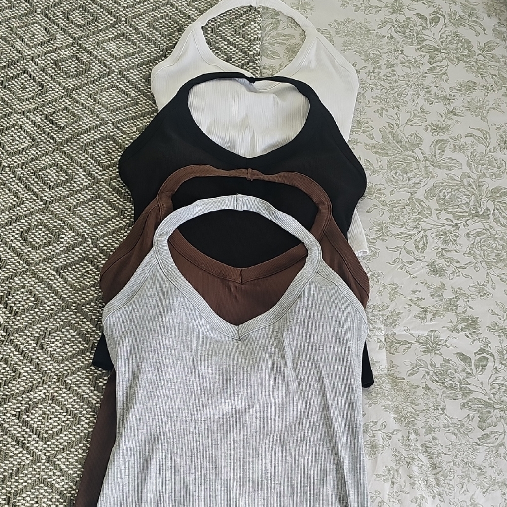 Stylish Women's Ribbed Tank Tops - Black, White, Gray, Brown